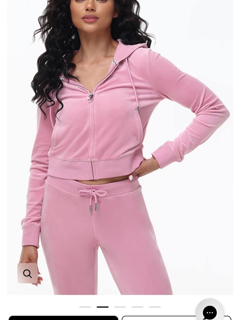 Juicy Couture Pink Velour Track Pants & Cropped Hoodie Set